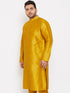 Vastramay Men's Plus Size Mustard Silk Blend Kurta